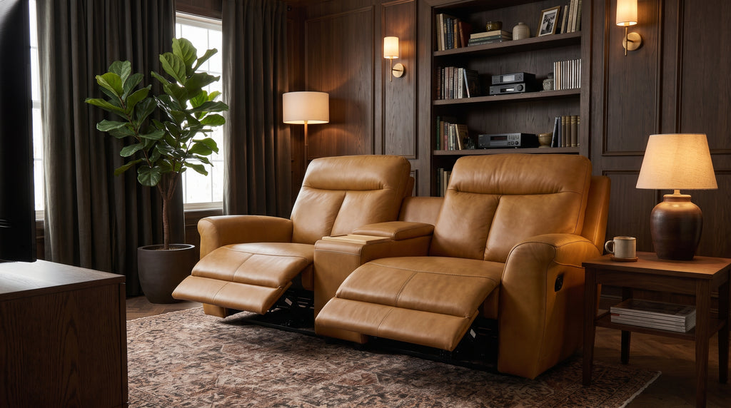 ASTON 2.5 SEATER POWERED RECLINING + CENTRE DRINKS/STORAGE CONSOLE